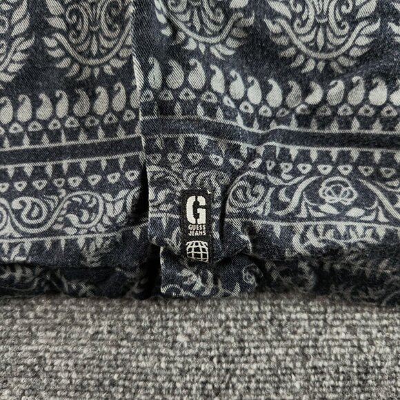 Guess Jeans 2XL Rayon Heavy Button Up Shirt Floral Blue Green Hawaii Beach - Picture 7 of 16